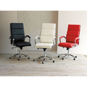 Alera® Alera Neratoli High-back Slim Profile Chair, Faux Leather, Support 275 Lb, 17.32" To 21.25" Seat, Camel Seat-back,chrome Base freeshipping - TVN Wholesale